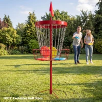 Soozier 24-Chain Portable Practice Basket for Disc Golf Target Stand, Lightweight Basket w/ Carry Bag, Red and Silver(m-8)