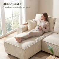 HOMCOM Modular U Shaped Couch, Sectional Sofa with Double Chaises and Spring Cushions, Beige(m-7)