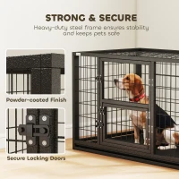 PawHut 37 Inch Heavy Duty Dog Crate, Large Metal Dog Kennel with Removable Tray, 3 Doors and Secure Lock(m-4)