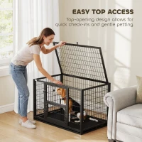 PawHut 37 Inch Heavy Duty Dog Crate, Large Metal Dog Kennel with Removable Tray, 3 Doors and Secure Lock(m-6)