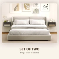 HOMCOM Floating Bedside Tables Set of 2, Wall-Mounted Nightstand, High Gloss Black(m-4)