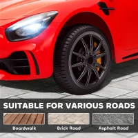 Qaba Mercedes-Benz AMG GTR Licensed 12V Battery Powered Kids Electric Car w/ Remote, Soft Start, Lights, Music Horn, Red(m-10)