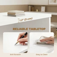 HOMCOM Computer Desk with 3 Drawers, 47" Home Office Desk with Adjustable Hanging Rails for Letter A4 Files, White(m-6)