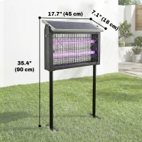 Outsunny Solar Bug Zapper Outdoor, 3500 V Electric Mosquito Fly Zapper with 14 ft Cord, Dusk-to-Dawn Control, Black(m-3)