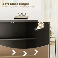 HOMCOM Sideboard Buffet Cabinet, 30.7" Kitchen Cabinet with Soft-Close Door and Adjustable Shelves, Distressed Black Grey(m-7)