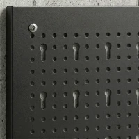 HOMCOM 33 Piece Metal Pegboard Panels, Peg Board with 16 Hooks, Bins and Racks, Black and Orange(m-10)