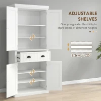 HOMCOM 72" Kitchen Pantry Storage Cabinet, Cupboard w/ 4 Doors and 3 Adjustable Shelves, Large Central Drawer, Cream White(m-5)