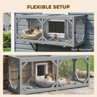PawHut Cat Tunnel, Wooden Catio Outdoor Cat Enclosure with 2 Doors and Extendable Design, Wall-Mounted Pet Run(m-4)
