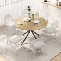 HOMCOM Set of 6 Metal Foldable Chairs, PU Leather Padded Folding Chairs with Cushion Seat and Open Back for Indoor, White(m-7)