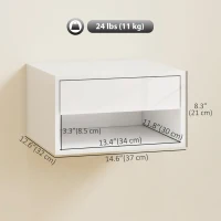 HOMCOM Floating Bedside Tables Set of 2, Wall-Mounted Nightstand, High Gloss White(m-3)