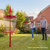 Soozier 24-Chain Portable Practice Basket for Disc Golf Target Stand, Lightweight Basket w/ Carry Bag, Red and Silver(m-9)