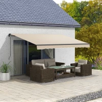 Outsunny 13' x 10' Retractable Awning, 280gsm UV Resistant Sunshade Shelter for Deck, Balcony, Yard, Beige(m-2)
