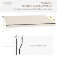 Outsunny 13' x 10' Retractable Awning, 280gsm UV Resistant Sunshade Shelter for Deck, Balcony, Yard, Beige(m-4)
