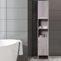 Kleankin Bathroom Storage Cabinet 68'' Organizer Tall Tower Cupboard w/ Shelves Wood Grain Freestanding Furniture(m-5)