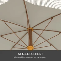 Outsunny 6.2' Beach Umbrella for Travel, Vent, Ruffles, Carry Bag, Portable Outdoor Umbrella for Garden, Light Gray(m-5)