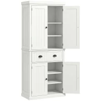 HOMCOM 72" Kitchen Pantry Storage Cabinet, Cupboard w/ 4 Doors and 3 Adjustable Shelves, Large Central Drawer, Cream White(m-1)