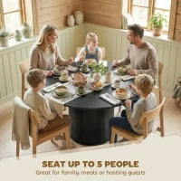 HOMCOM Round Dining Table for 5, 47 Inch Kitchen Table with Fluted Pedestal Base, for Kitchen Living Room Dining Room, Black(m-4)