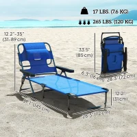 Outsunny Folding Lounge Chair w/ Reclining Back, Dark Blue(m-3)