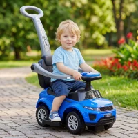 Aosom 3 In 1 Push Cars for Toddlers Kid Ride on Push Car Stroller Sliding Car with Horn Music Light Function Secure Bar Ride on Toy for Boy Girl 18-36 Months, Blue(m-10)