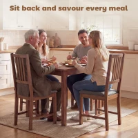 HOMCOM Set of 4 Dining Chairs, Upholstered Dining Room Chairs with Rubberwood Legs and Slat Backrest for Kitchen, Gray(m-4)