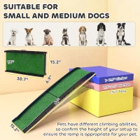 PawHut Folding Dog Ramp for Car, 61 Inches Portable Pet Ramp with Non Slip Grass Surface, Raised Side Rails(m-3)