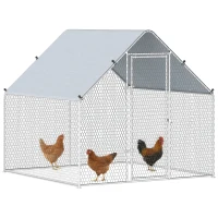 PawHut Metal Chicken Coop with Water- and UV-Protection Cover for Backyard Hen, Duck, Rabbit, 6.6' x 6.6' x 6.6'(m-11)