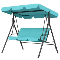 Outsunny 3-Seater Outdoor Porch Swing with Adjustable Canopy, Patio Swing Chair for Garden, Poolside, Backyard, Teal(m-2)