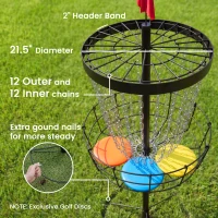 Soozier 24-Chain Portable Practice Basket for Disc Golf Target Stand, Lightweight Basket w/ Carry Bag Black and Silver(m-6)