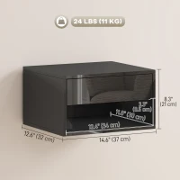 HOMCOM Floating Bedside Tables Set of 2, Wall-Mounted Nightstand, High Gloss Black(m-3)