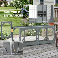 PawHut Cat Tunnel, Wooden Catio Outdoor Cat Enclosure with 2 Doors and Extendable Design, Wall-Mounted Pet Run(m-9)