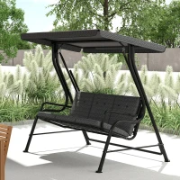 Outsunny 3-Person Porch Swing Chair, Patio Swing Bench with Adjustable Canopy, Removable Thicken Cushion and Weather Resistant Steel Frame for Outdoor, Garden, Poolside, Grey(m-8)