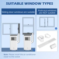 HOMCOM 10,000 BTU Moible Air Conditioner 440 Sq. Ft., Dehumidifier Fan Auto Sleep with 24H Timer On/Off, Window Kit, White(m-10)
