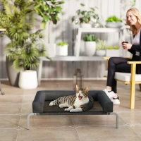 PawHut Elevated Dog Bed, Portable Raised Dog Cot with Breathable Mesh, Removable and Water-Resistant Bolsters, Black(m-10)