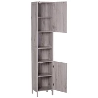 Kleankin Bathroom Storage Cabinet 68'' Organizer Tall Tower Cupboard w/ Shelves Wood Grain Freestanding Furniture(m-11)