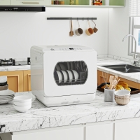 HOMCOM Portable Dishwasher, Counter Dishwasher with 4 Place Settings, 5 Washing Programs, Air-Dry Function, 6L Water Tank