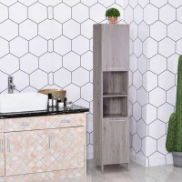 Kleankin Bathroom Storage Cabinet 68'' Organizer Tall Tower Cupboard w/ Shelves Wood Grain Freestanding Furniture(m-10)