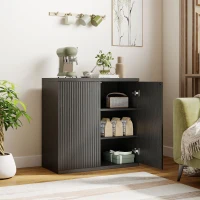 HOMCOM Sideboard Buffet Cabinet, 30.7" Kitchen Cabinet with Soft-Close Door and Adjustable Shelves, Distressed Black Grey(m-8)