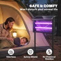 Outsunny Solar Bug Zapper Outdoor, 3500 V Electric Mosquito Fly Zapper with 14 ft Cord, Dusk-to-Dawn Control, Black(m-9)