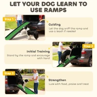 PawHut Folding Dog Ramp for Car, 61 Inches Portable Pet Ramp with Non Slip Grass Surface, Raised Side Rails(m-8)