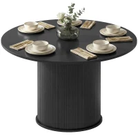 HOMCOM Round Dining Table for 5, 47 Inch Kitchen Table with Fluted Pedestal Base, for Kitchen Living Room Dining Room, Black(m-2)