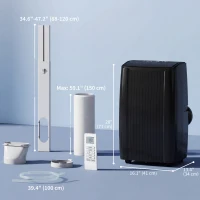 HOMCOM 12000 BTU 5-in-1 Portable Air Conditioner with Cool, Heat, Dehumidifier, Fan, Sleep, WiFi Voice Control, Black(m-3)