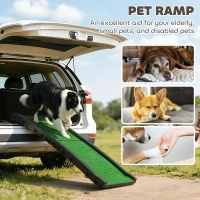 PawHut Folding Dog Ramp for Car, 61 Inches Portable Pet Ramp with Non Slip Grass Surface, Raised Side Rails(m-4)