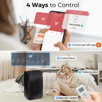 HOMCOM 12000 BTU 5-in-1 Portable Air Conditioner with Cool, Heat, Dehumidifier, Fan, Sleep, WiFi Voice Control, Black(m-6)