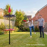 Soozier 24-Chain Portable Practice Basket for Disc Golf Target Stand, Lightweight Basket w/ Carry Bag Black and Silver(m-9)