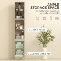 HOMCOM 67" Narrow Bathroom Storage Cabinet, Tall Freestanding Floor Cabinet, Bathroom Linen Cabinet with Doors and Adjustable Shelves(m-4)