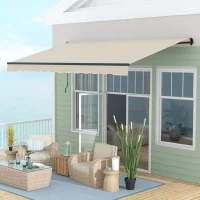 Outsunny 13' x 10' Retractable Awning, 280gsm UV Resistant Sunshade Shelter for Deck, Balcony, Yard, Beige(m-10)