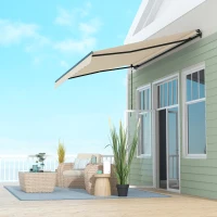 Outsunny 13' x 10' Retractable Awning, 280gsm UV Resistant Sunshade Shelter for Deck, Balcony, Yard, Beige(m-9)