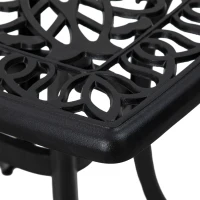Outsunny 21" Square Outdoor End Table, Cast Aluminum Patio Side Table with Umbrella Hole for Garden, Balcony, Poolside, Black(m-9)