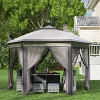 Outsunny 13' x 13' Pop Up Canopy Tent with Netting and Carry Bag, Instant Sun Shelter, Coffee and Beige(m-7)