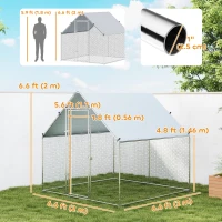 PawHut Metal Chicken Coop with Water- and UV-Protection Cover for Backyard Hen, Duck, Rabbit, 6.6' x 6.6' x 6.6'(m-3)